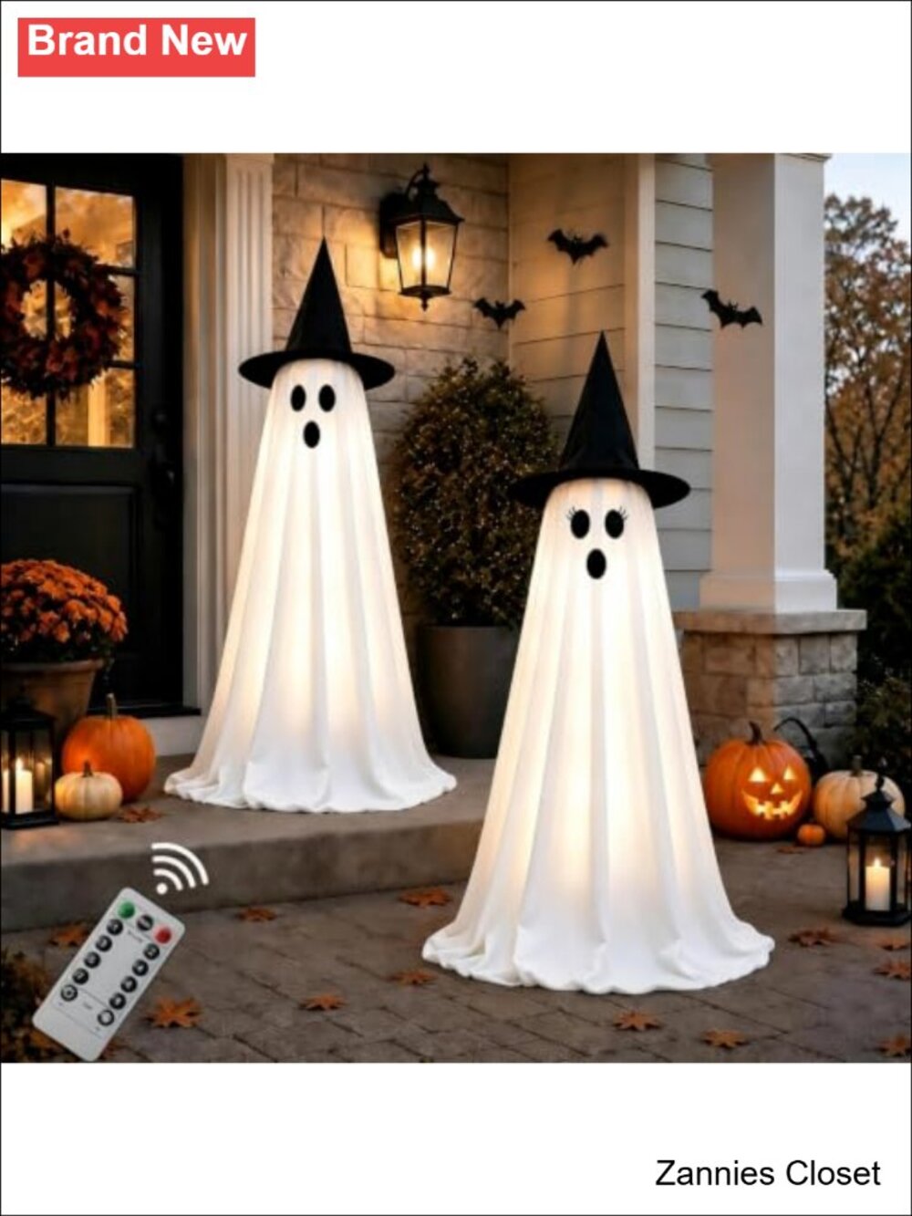 👻 2 Pack Light Up Halloween Ghost Decorations Remote Control Timer Indoor